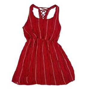 Xhilaration Red White Sleeveless Cinched Waist Dress Size 1X Women's